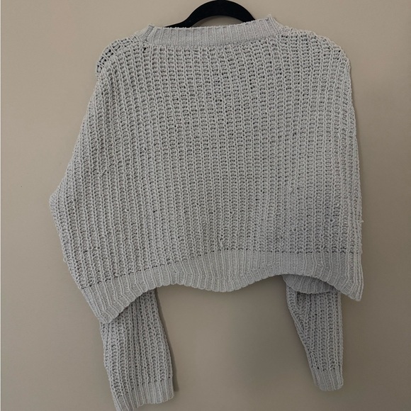 Cropped Beige Waffle Knit Sweater - Picture 3 of 3